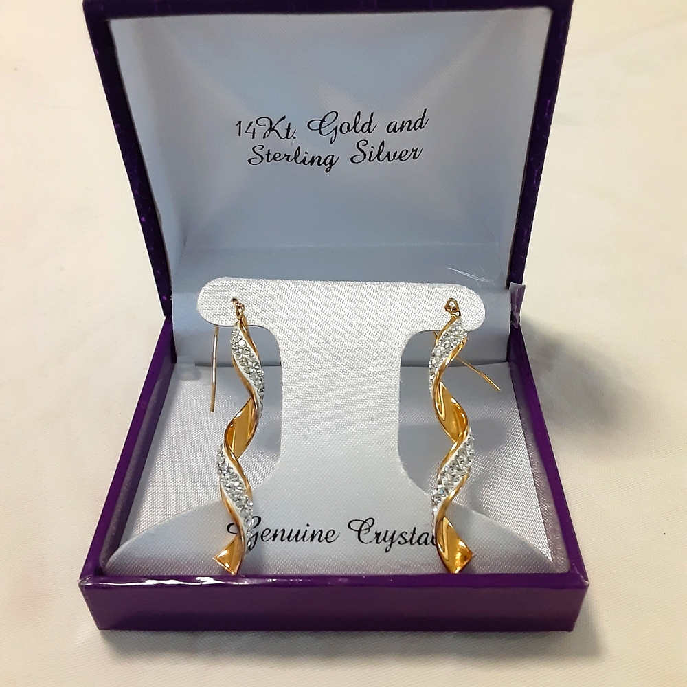 14k Gold and Crystal Dangle Earring